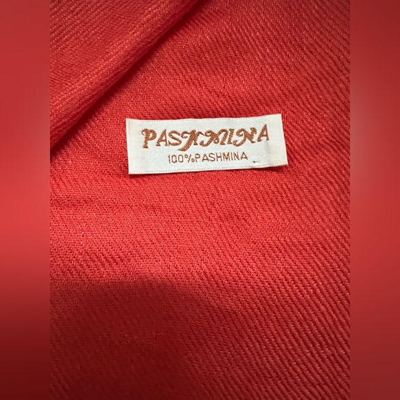 100% Pashmina Scarf Wrap Shawl — Coral — 28” x 72” - Picture 3 of 15